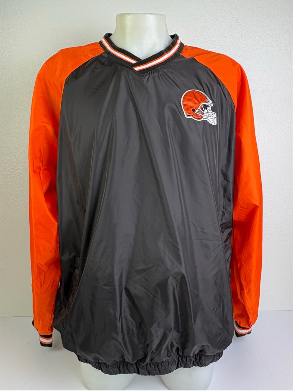 NFL Cleveland Browns Mens XXL Pullover Windbreaker Jacket Orange Black